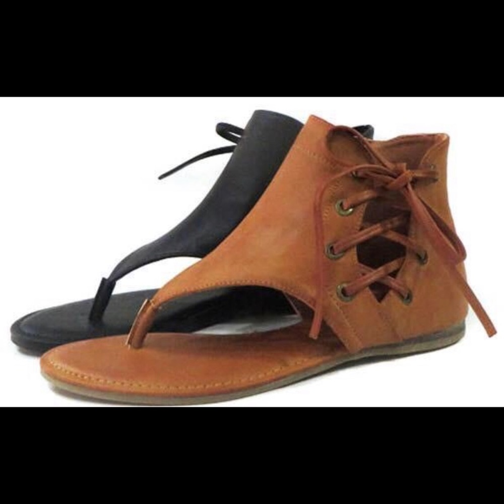 Tan lace up sandals